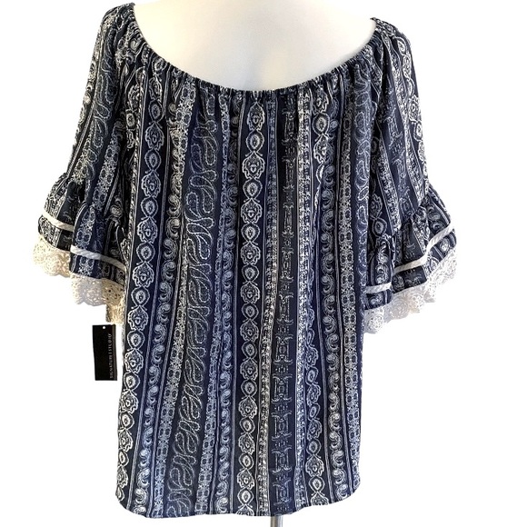 NWT Signature Studio Plus boho top with ties Sz.2X - Picture 2 of 8